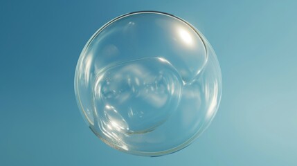 A flat top transparent bubble is presented against a blue background.