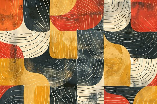 Colorful patchwork art with dotted patterns
