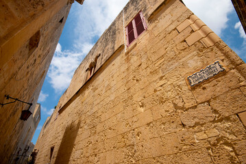 Street Sign in Mdina Old City Fortress - Malta