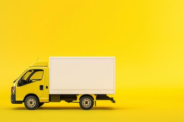 Delivery Truck with Blank Space for Custom Branding, on isolated yellow background, Generative AI