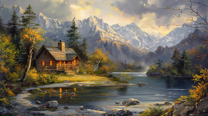 Fototapeta premium house in the mountains