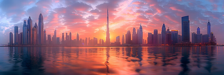 
The Skyline of Dubai During Sunrise,
The Sunset at Futuristic City
