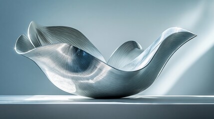 a delicate light silver petal sculpture.