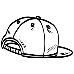 Snapback Hat Cap Backward Doodle Drawing Illustration