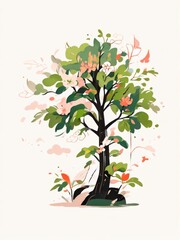 color pop art of bonsai tree