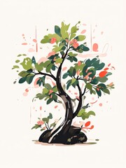 Obraz premium color pop art of bonsai tree