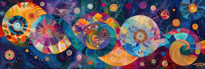 Deurstickers A cosmic-inspired kaleidoscope of colors and patterns, reflecting the infinite diversity of the universe © PinkiePie