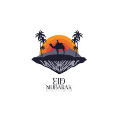 Fototapeta na wymiar Islamic mosque logo for pray ied mubarak vector image