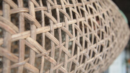 A closeup view of a weaved basket in Malaysia