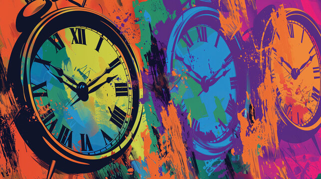 Colorful abstract clocks design.