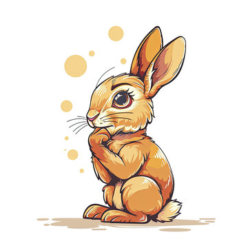  Rabbit Thinking Cartoon, Isolated Transparent Background Images