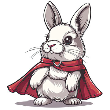  Rabbit Super Hero Cartoon, Isolated Transparent Background Images