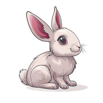  Rabbit Sitting Cartoon, Isolated Transparent Background Images