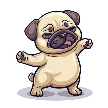  Pug Dog Dabbing Cartoon, Isolated Transparent Background Images