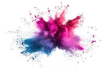 colorful powder explode isolated on white background