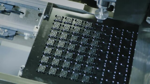 Camera Sensor for AI Mobile Phone. Close up of the semiconductor manufacturing production line of the camera sensor.