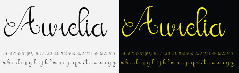 Fototapeta na wymiar Hand drawn calligraphic vector font. Distress grunge texture. Modern script calligraphy type. ABC typography latin alphabet.
