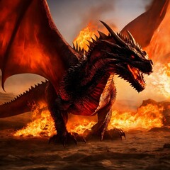 dragon or Dracarys. Drogon from Game of Thrones, alive with fire.