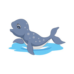 Vector cute little narwhal cartoon