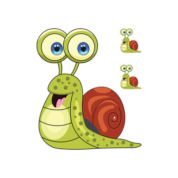 Vector happy snail cartoon