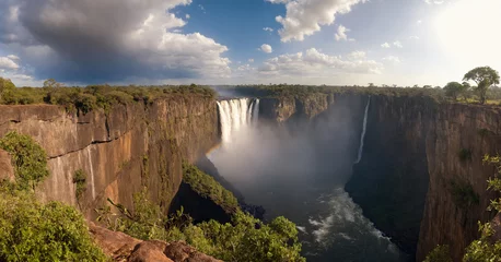 Tuinposter Victoria's Veil Awe Inspiring Falls Linking Zimbabwe with Zambia © shabbir