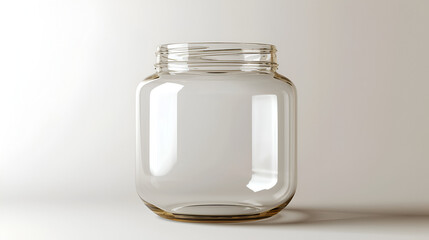 Glass transparent empty jar without lid isolated on white background. copy space. generative ai - obrazy, fototapety, plakaty