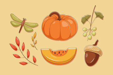 Set Collection of Autumn Element Design