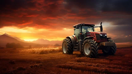 Fotobehang tractor in the field © qaiser
