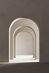 A black and white background with light coming through the building structure. 3d rendering.