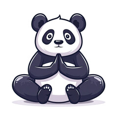 Panda Meditation Yoga Cartoon, Isolated Transparent Background Images