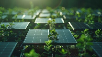 Fototapeta premium Cutting-edge solar panel technology, showcasing innovation in renewable energy