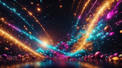 Fototapeta premium Abstract Christmas background, Colorful particle background, glowing particle background, neon glowing particles wallpaper,