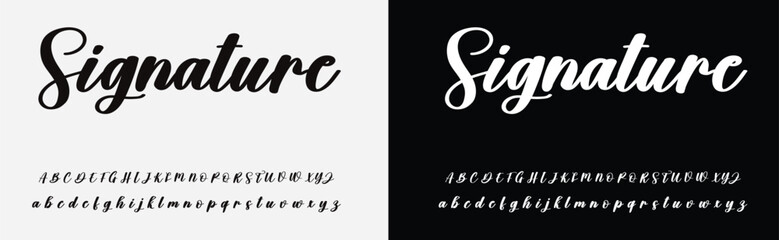 Fototapeta na wymiar Hand drawn calligraphic vector monoline font. Distress signature letters. Modern script calligraphy type. ABC typography latin signature alphabe