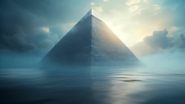 A futuristic visualization of a companys financial budget depicted as a threedimensional pyramid structure. The base of the pyramid represents the largest proportion of funds