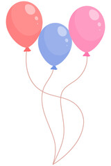 Vector flat balloon birthday icon illustration for party design isolated on white background.