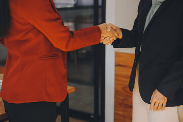 Businesswoman handshake and business people. Successful business handshake concept.