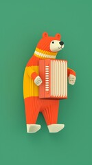 Bear accordionist  Top down angle  Long shot animation 3d colorful happy - obrazy, fototapety, plakaty