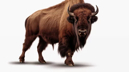 Papier Peint photo Buffle american bison isolated on white