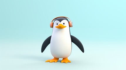 Penguin vocalist  Over the shoulder angle  Full shot animation 3d colorful happy