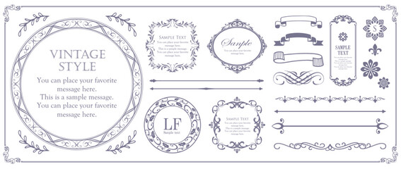 アンティークなフレームと装飾的な罫線