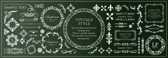 アンティークなフレームと装飾的な罫線