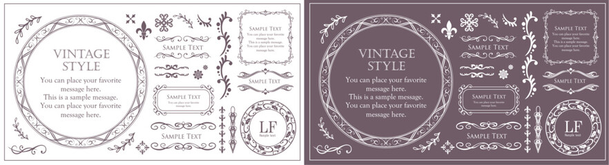 アンティークなフレームと装飾的な罫線