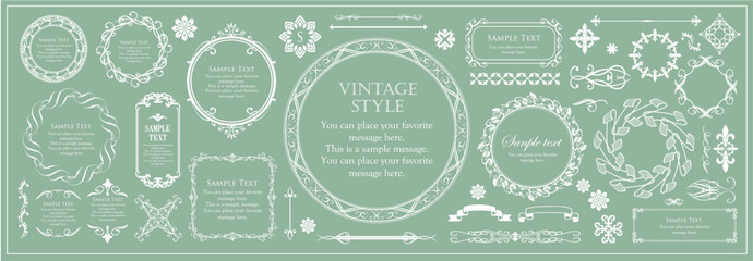 アンティークなフレームと装飾的な罫線