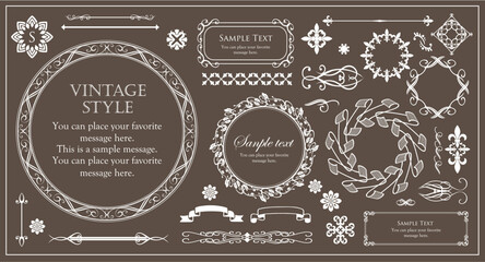 アンティークなフレームと装飾的な罫線