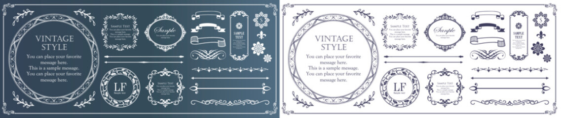 アンティークなフレームと装飾的な罫線