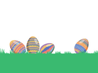 Easter Eggs Green Grass Illustration

