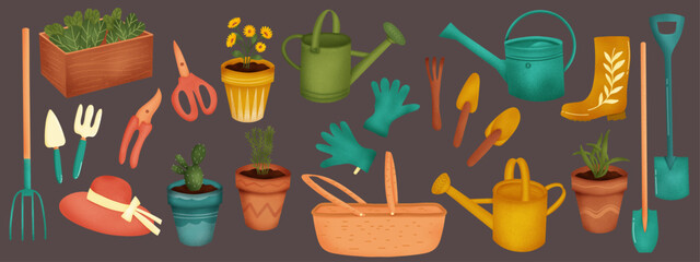 Gardening Element Set Illustration Vector