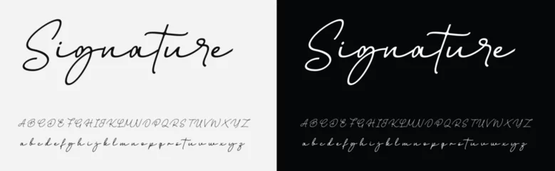 Fotobehang Signature Font Calligraphy Monoline Logotype Script Brush Font Type Font lettering handwritten © kuku