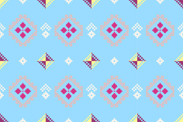 Pixel fabric pattern ethnic oriental pattern traditional design for clothing fabric textile African Indonesian Indian Latin America seamless pattern fabric print cloth dress carpet curtains sarong 