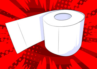 Cartoon Toilet Paper, comic book Rolled Up Bathroom Accessory. Retro vector comics pop art design.